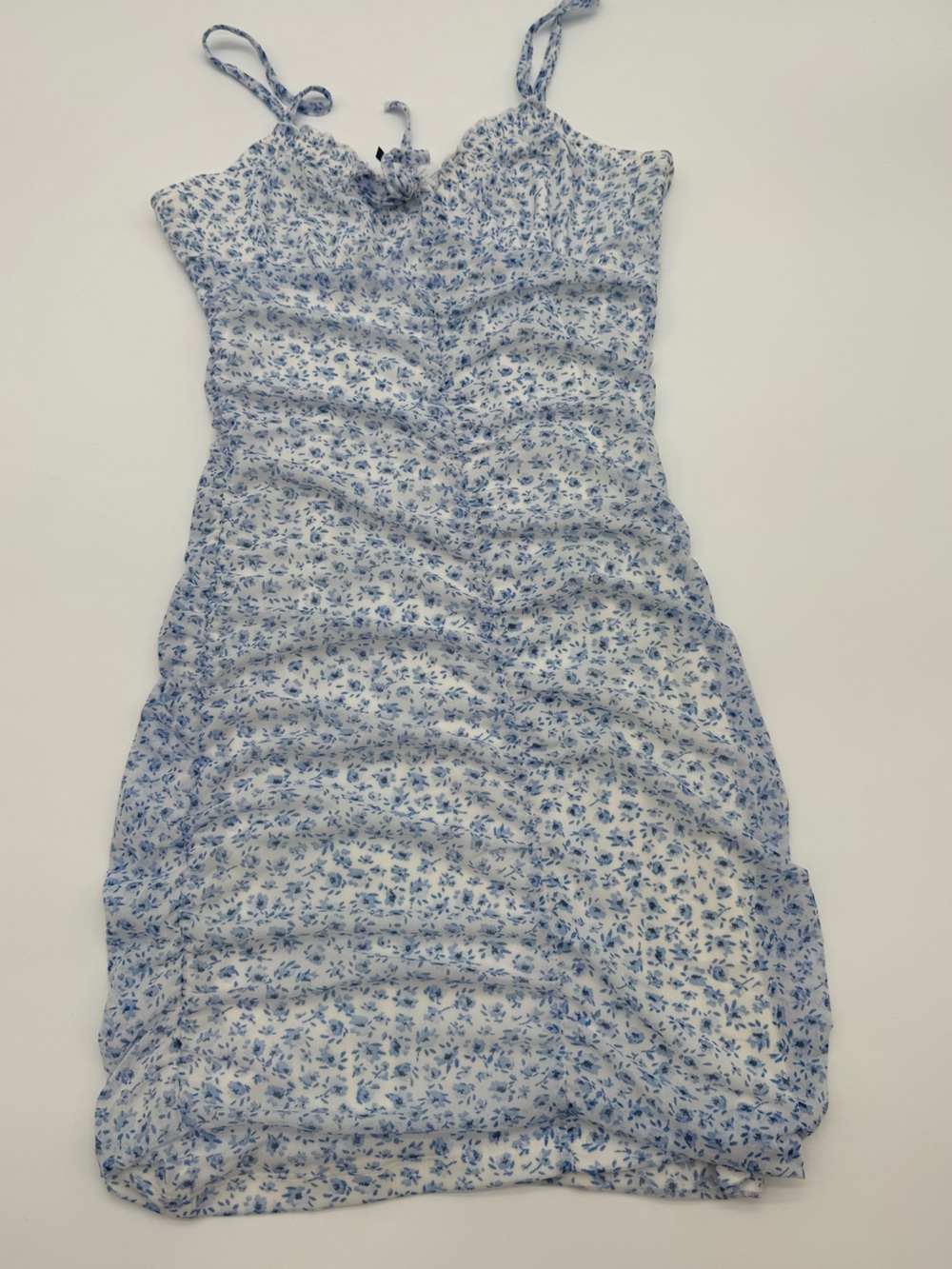 H&M Light Blue Floral fitted dress small